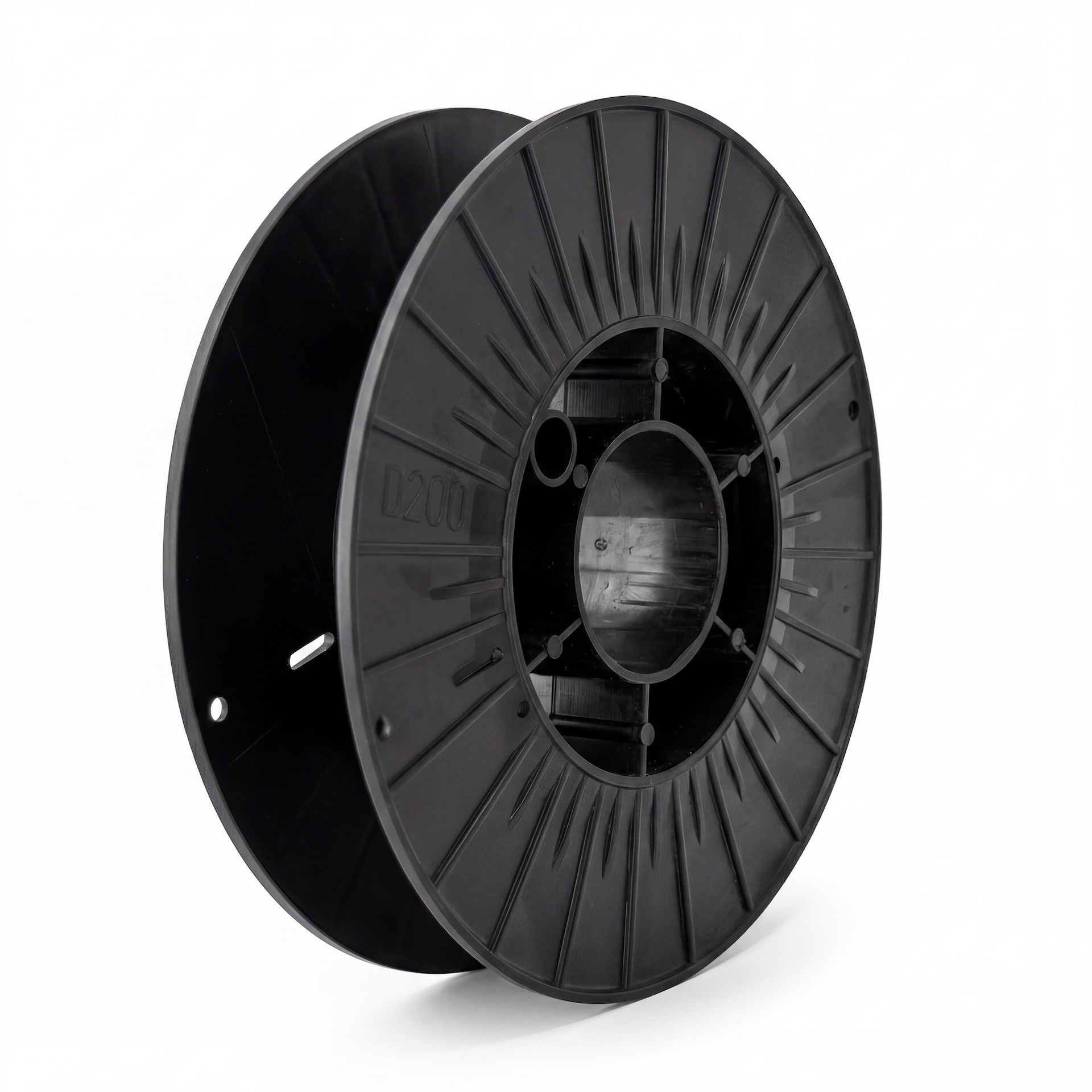 D200G reinforced black plastic spool for high-speed automated winding