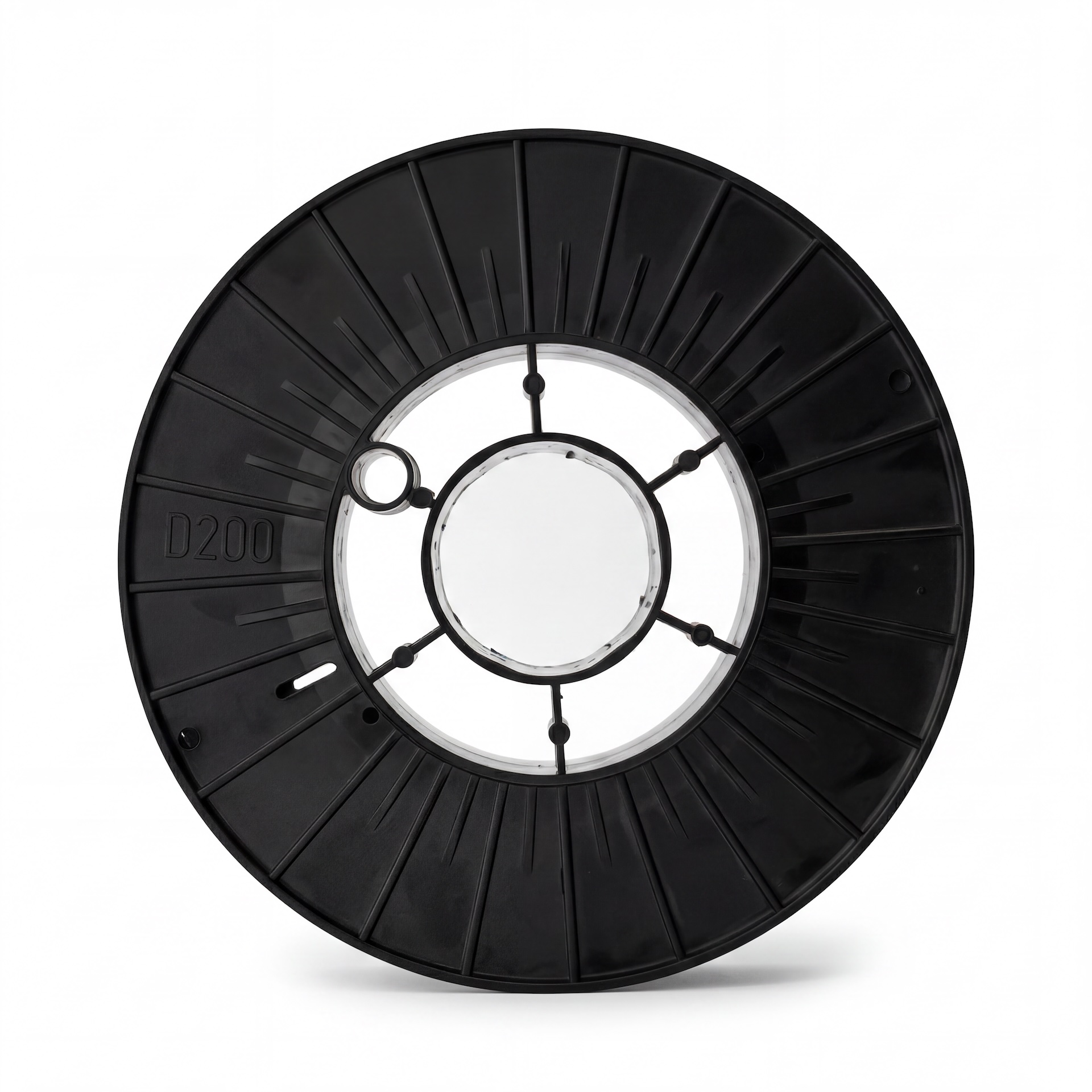 D200G reinforced black plastic spool for high-speed automated winding — View 3